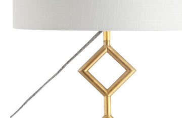 Diamante 61.5" Modern Gilt Metal with Marble Based LED Floor Lamp - JONATHAN Y